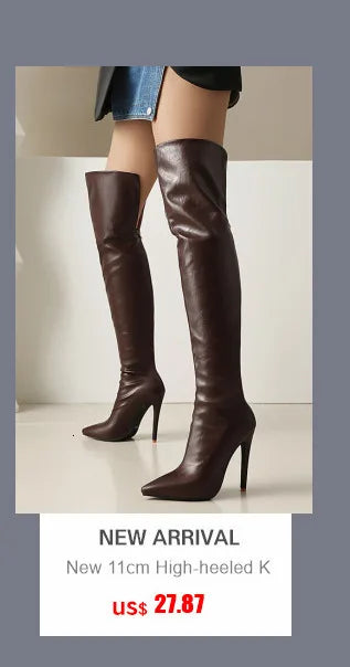 Big Size 46 Low Heels Thigh High Boots For Women Color Leg Boots Slim Boots