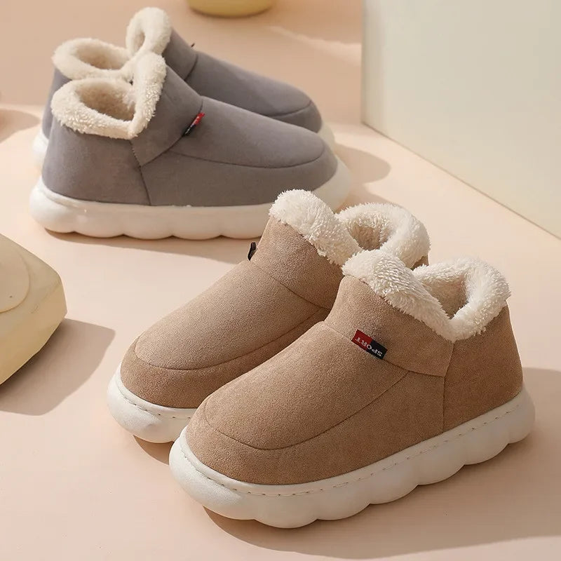 Warm Furry House Slippers Women Men Winter New Fashion Comfort Plush Slippers Home Indoor Outdoor Soft Thick Sole Cotton Shoes