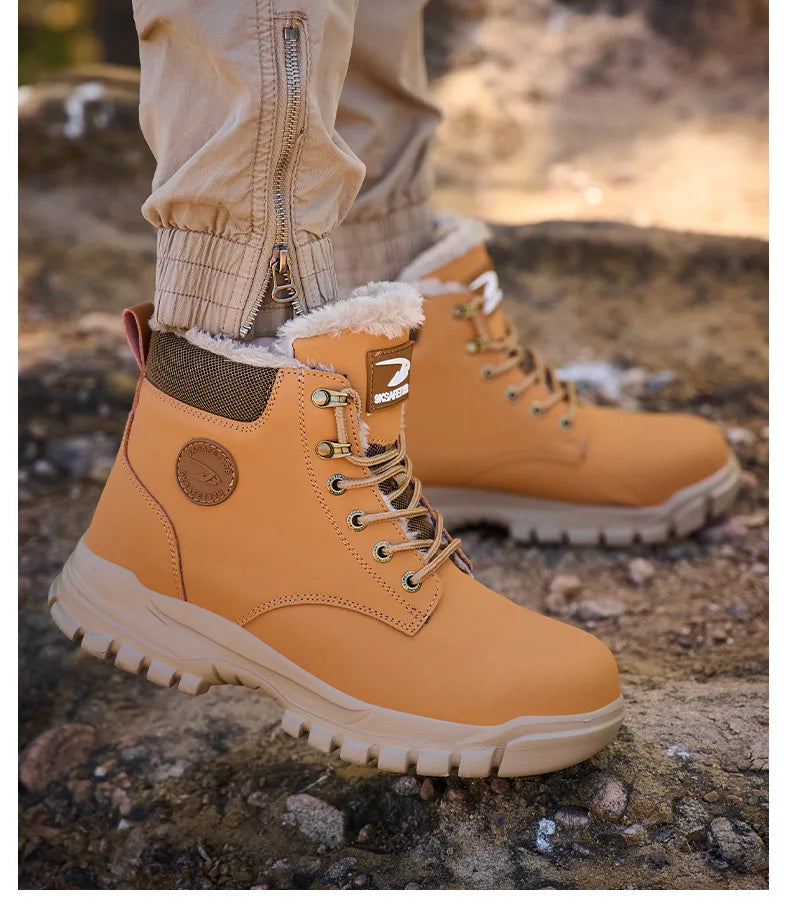 Latest 2024 Fashion Winter Warm Men Work Safety Boots Waterproof Indestructible Steel Toe Cap Shoes Sneakers Male Footwear