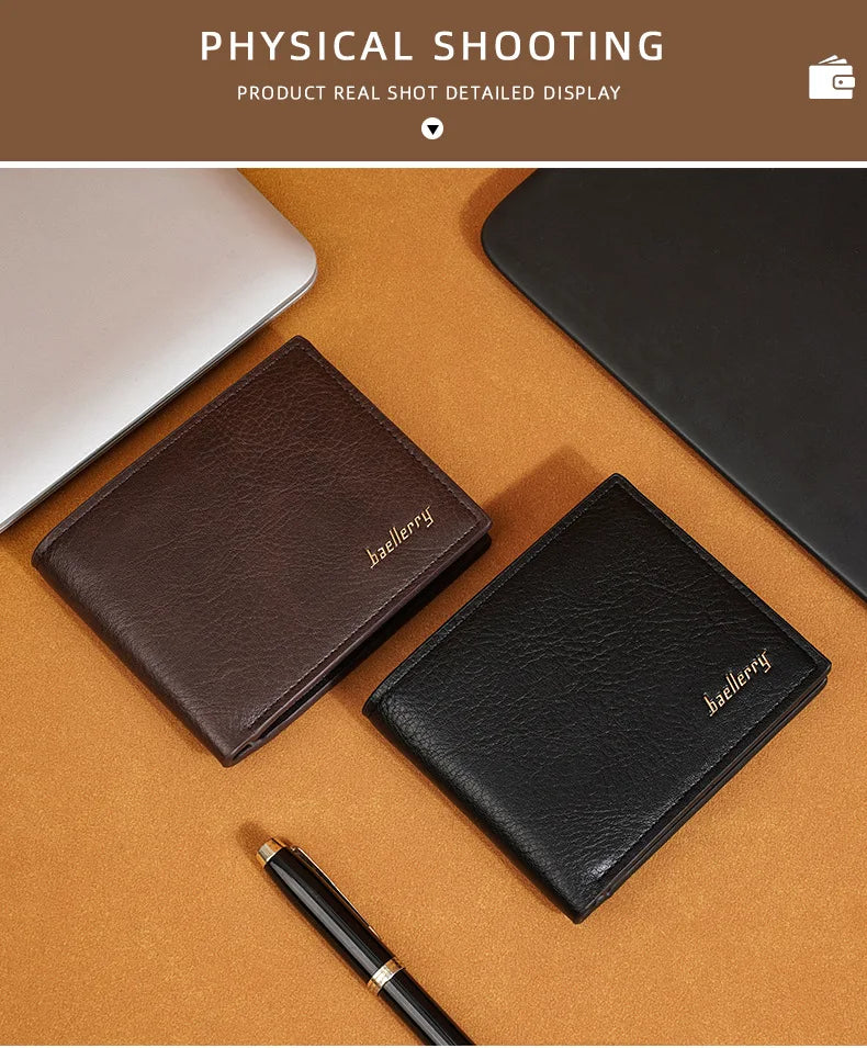Baellerry Men RFID Wallets New Short Card Holder Simple Male Purses Photo Holder Small Coin Bag Zipper Wallet For Men