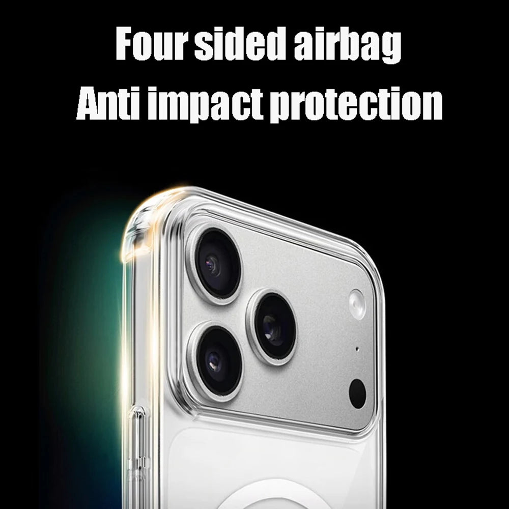 Luxury Magnetic Clear Phone Case For iPhone 18 17 16 15 14 13 12 11 Pro Max Mini XS XR For Magsafe Silicone Transparent Cover