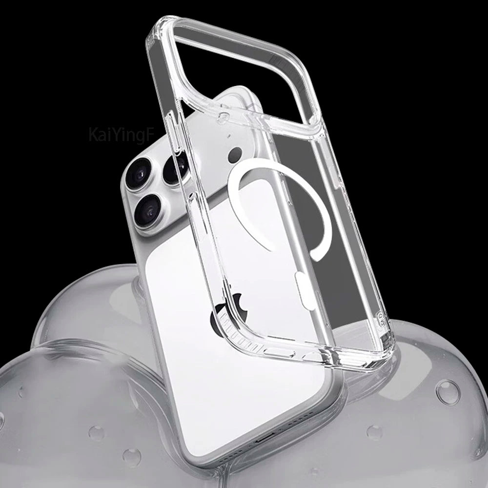 Luxury Magnetic Clear Phone Case For iPhone 18 17 16 15 14 13 12 11 Pro Max Mini XS XR For Magsafe Silicone Transparent Cover