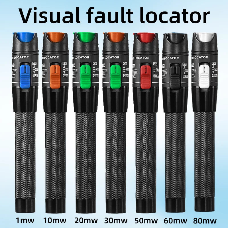 Visual Fault Locator 1/10/20/30/50/60/80MW Fiber Optic Cable Tester Tool FTTH Optical Fiber Tester SC/FC/ST 2.5mm Interface VFL
