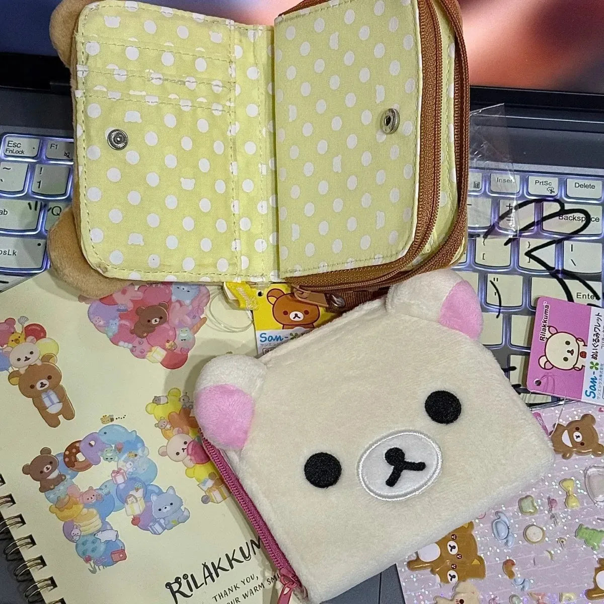 Japanese Kawaii Rilakkuma Coin Purse Card Package Short Wallet Plush Storage Package Birthday Gift