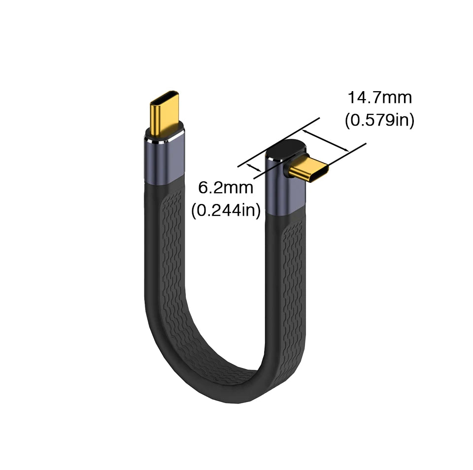 USB4 Elbow Short Cable 13.5cm Thunderbolt4 Type C Cable 40Gbps PD240W Charging Cable for SSD Laptop Macbook Phone IPhone15 iPad