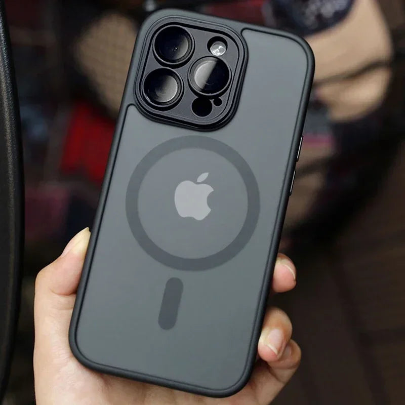 Magnetic Luxury Matte Translucent Armor Shockproof Case For iPhone 16 15 14 13 12 17 Pro Max For Magsafe Wireless Charge Cover