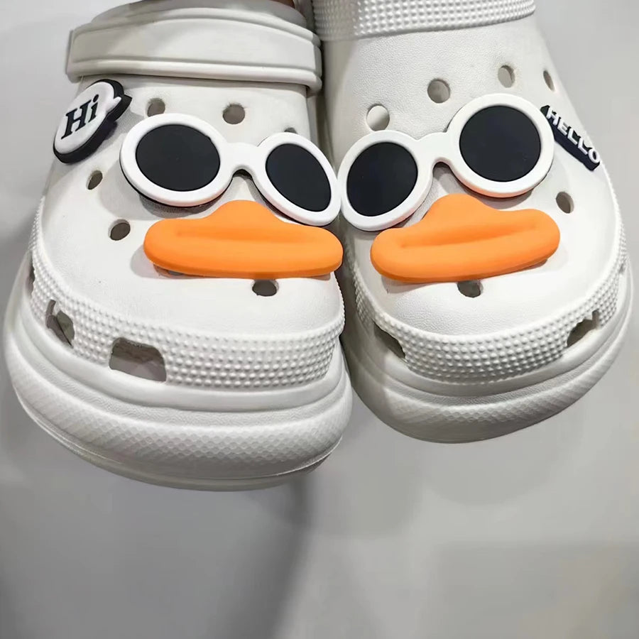 6Pcs Set Funny Face PVC Sausage Mouth Charms for Clogs Summer Sandals Buckle DIY Gift Shoes Accessories Cartoon Cute