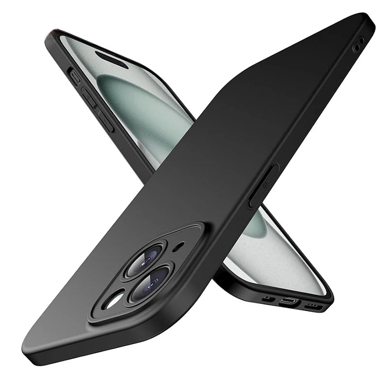 Luxury Ultra Thin Matte Silicone Soft Case For iPhone 16 17 15 14 Plus 13 Mini Pro Max SE 2022 2020 Anti-drop Solid Black Cover