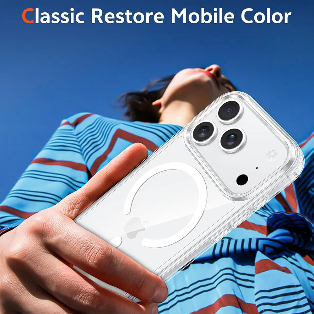 Luxury Magnetic Clear Phone Case For iPhone 18 17 16 15 14 13 12 11 Pro Max Mini XS XR For Magsafe Silicone Transparent Cover