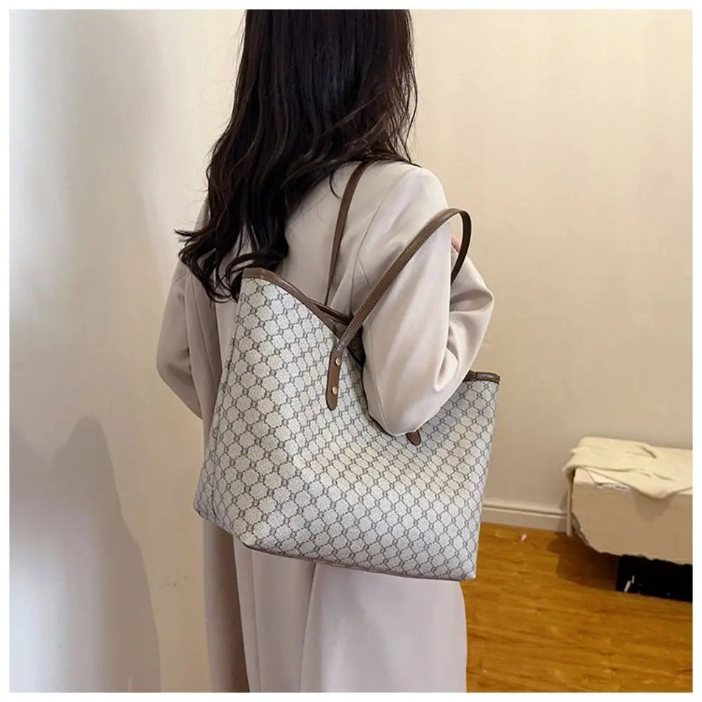 New Large Capacity Shoulder Bags PU Casual Tote Bag Commuting Bag