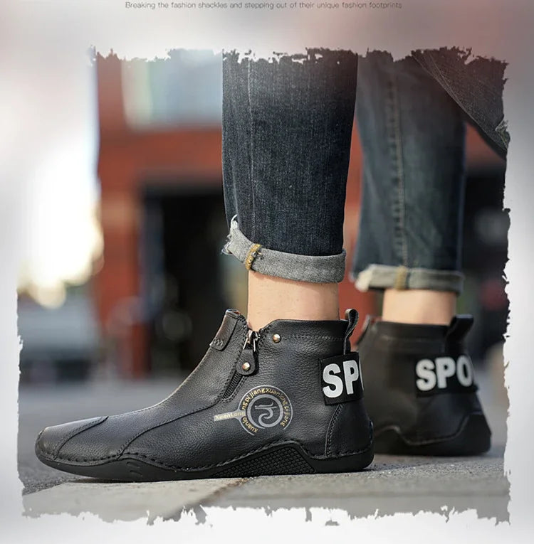 Autumn and Winter New Men's Short Boots British Classic Retro Flat Bottom Cotton Shoes Outdoor Business Sports Casual Shoes