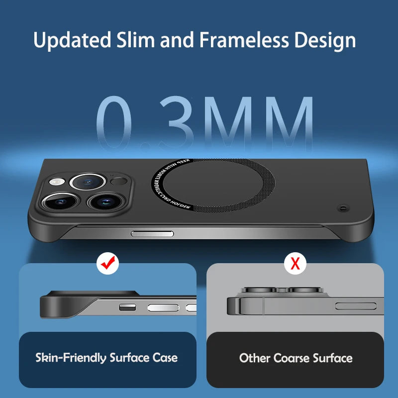 Luxury Ultra Slim Magnetic Frameless Solid Color Phone Case for Magsafe iPhone 13 12 Mini 11 Pro XR X XS Max Shockproof Cover
