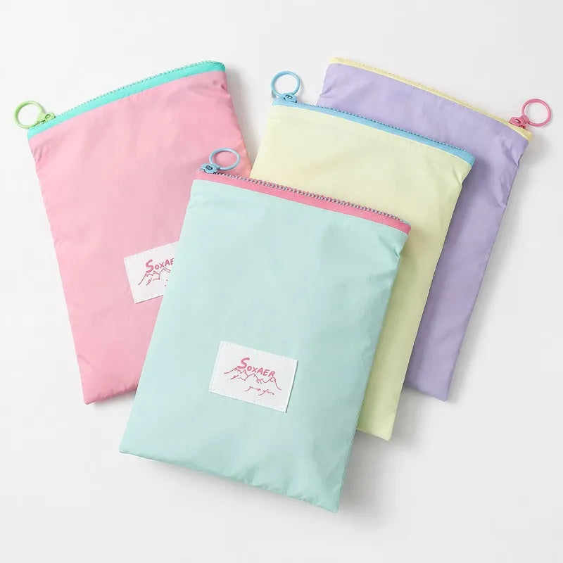 Minimalist Macaron Travel Zipper Wash Bag Set Multi-purpose Storage Bag For Makeup Cables Documents Small Change