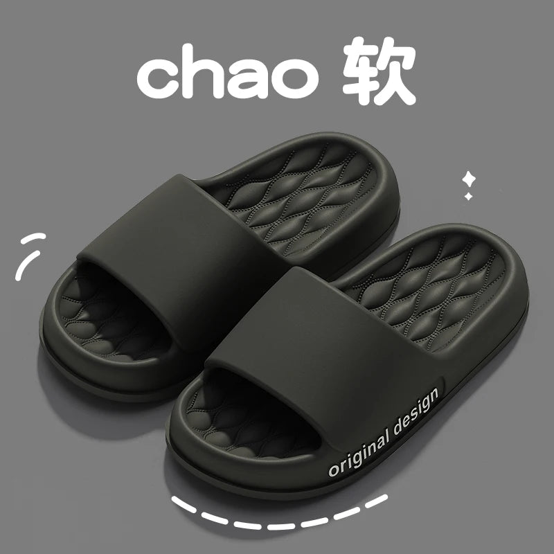 Men Trend New Summer Slippers Soft Non-slip Sole Cloud Sandals for Home Beach Indoor Outdoor