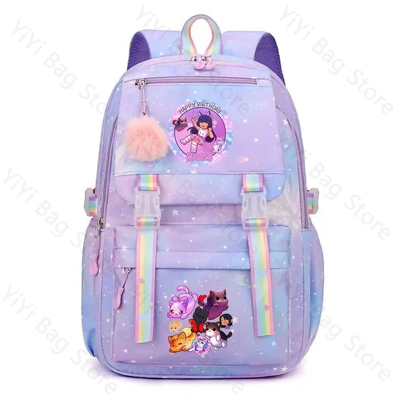 Aphmau Backpack Cartoon Fashion Lightweight Student School Bag Boys Girls Durable Nylon Large Capacity Travel Backpacks Gift