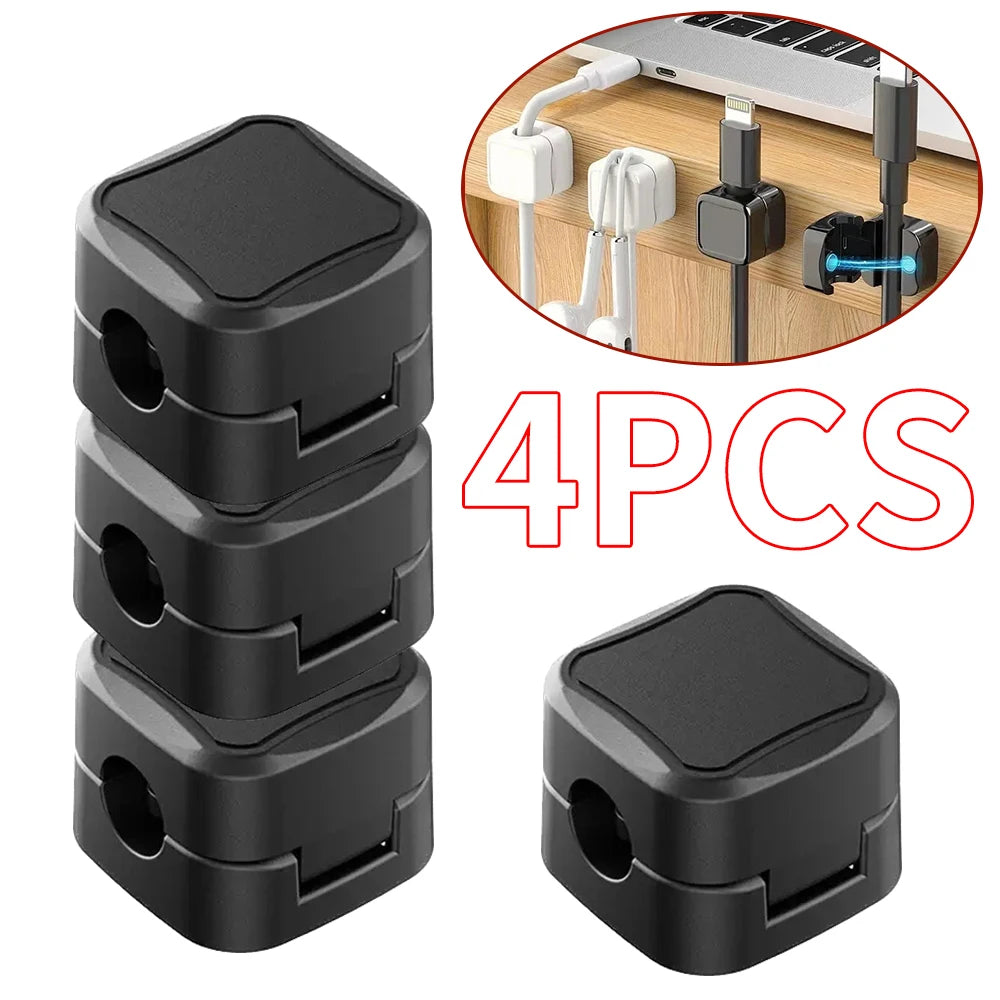 36/16/8/4PCS Magnetic Cable Clips Cable Smooth Adjustable Cord Holder Under Desk Cable Management Wire Keeper Cable Organizer