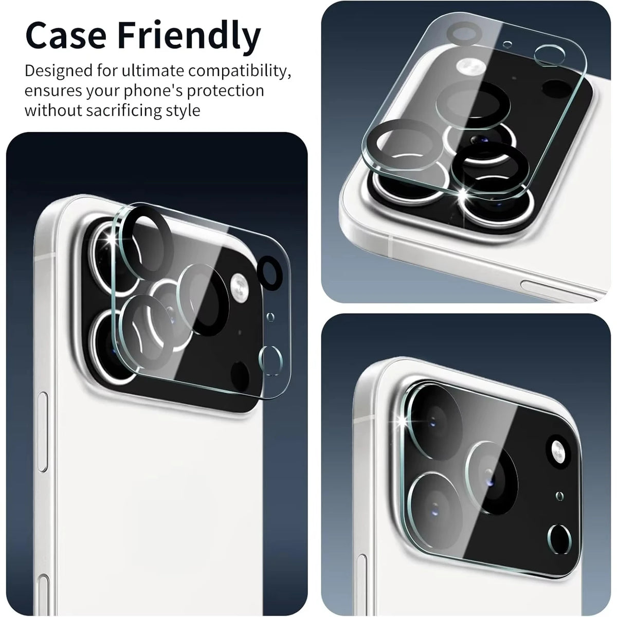 3PCS Integrated Clear HD Shockproof Tempered Glass Camera Lens Protectors for iPhone 18 Pro Max, 17 Air, 16 Pro Max, 15, 14, 13