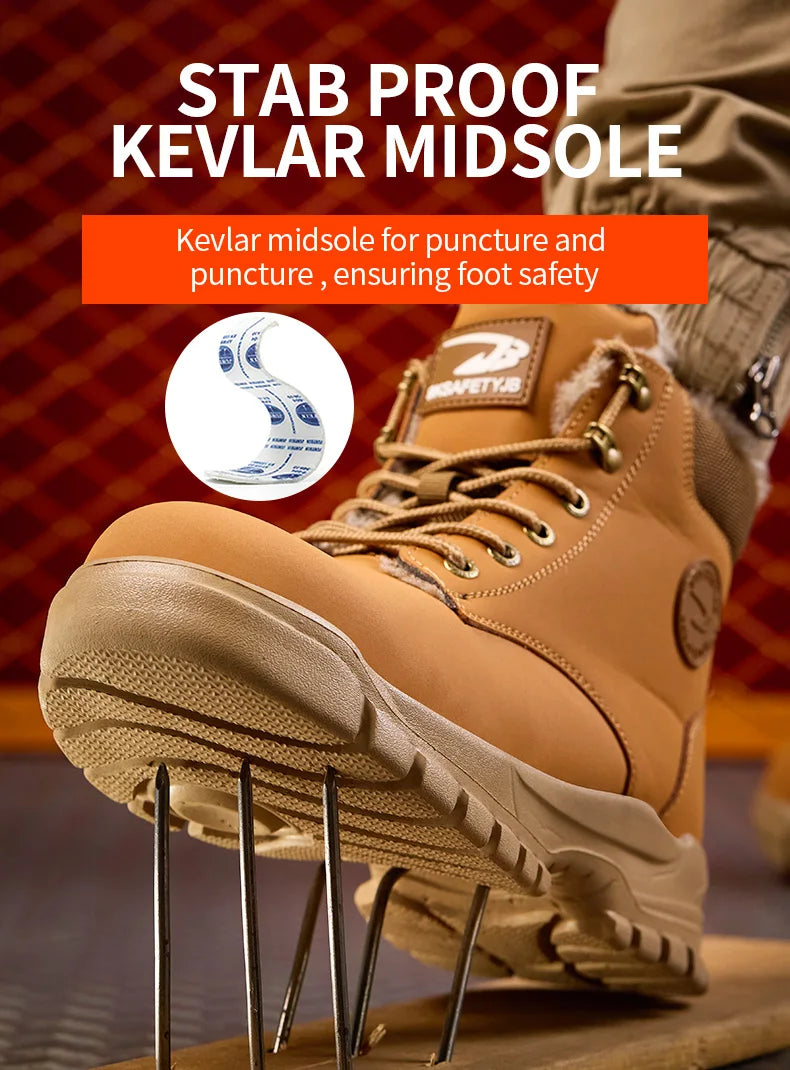 Latest 2024 Fashion Winter Warm Men Work Safety Boots Waterproof Indestructible Steel Toe Cap Shoes Sneakers Male Footwear