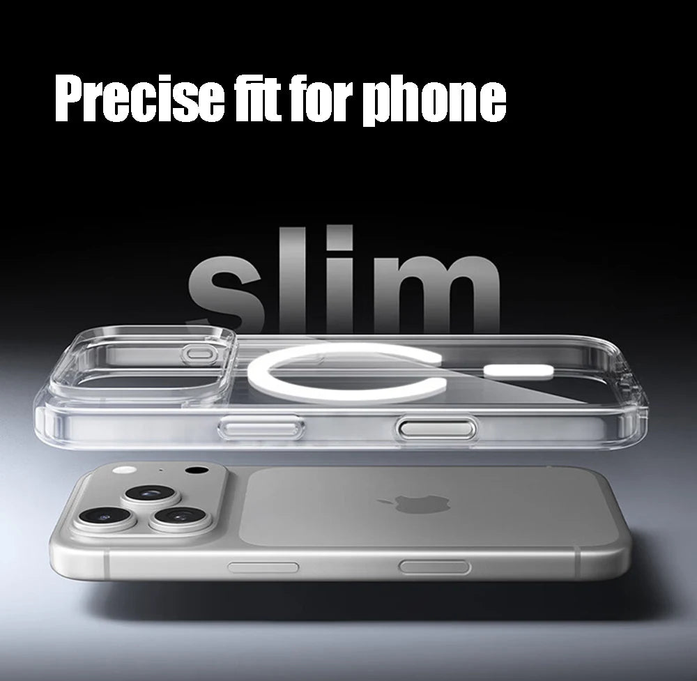 Luxury Magnetic Clear Phone Case For iPhone 18 17 16 15 14 13 12 11 Pro Max Mini XS XR For Magsafe Silicone Transparent Cover