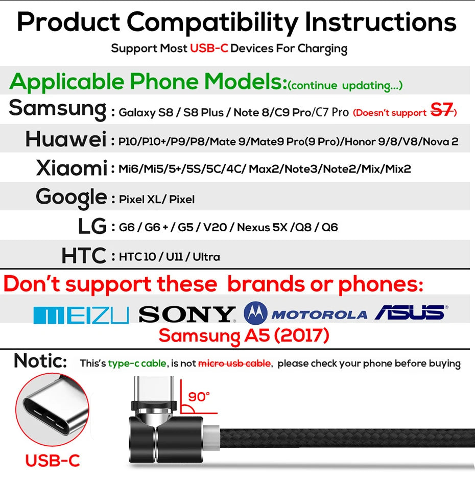 TOPK Magnetic Charging Cable 360° Rotating Magnetic Phone Charger Cable with LED Light, 90° Angle Connector, Nylon-Braided Cor