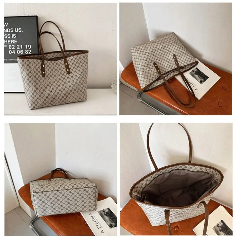 New Large Capacity Shoulder Bags PU Casual Tote Bag Commuting Bag