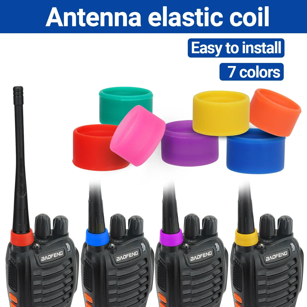 Antenna Specific Lightweight Tension Coil compatible with Baofeng BF-888s UV-5R F22 BF-T20 UV-5RH UV-21PRO AR-152 with 7 colors