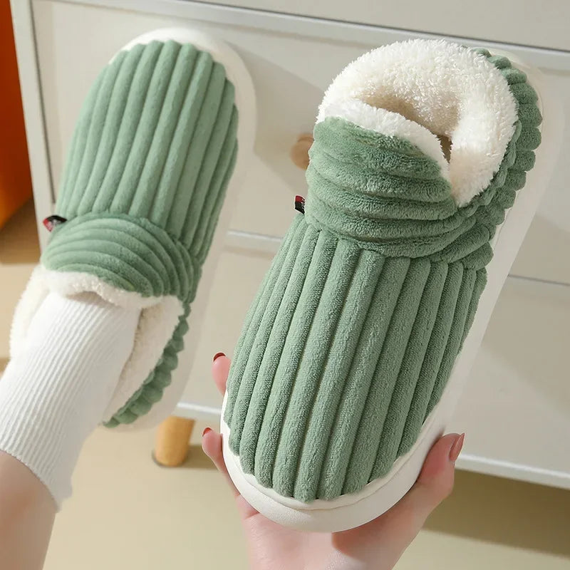 Warm Furry House Slippers Women Men Winter New Fashion Comfort Plush Slippers Home Indoor Outdoor Soft Thick Sole Cotton Shoes