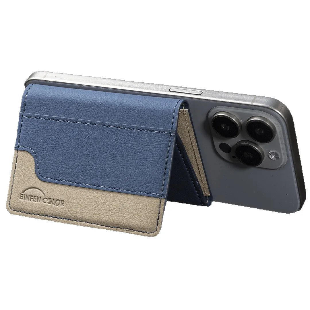Suitable for IPhone 16 Three Fold Magnetic Wallet Card Holder, Magnetic Wallet Back Suction Universal Mobile Phone Card Bag