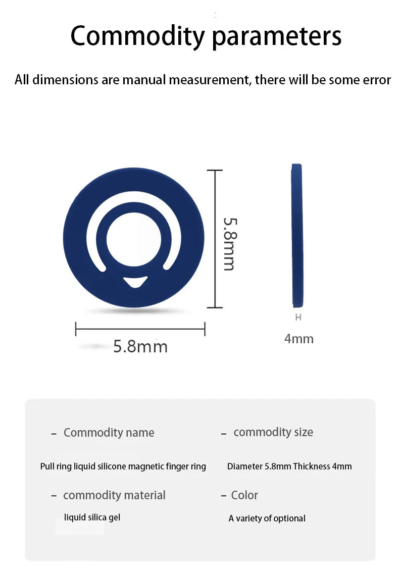 Universal Magnetic Silicone Finger Ring Grip Double-Side Strong Magnet Circular Grip Phone Holder for IPhone MagSafe Ring Shape