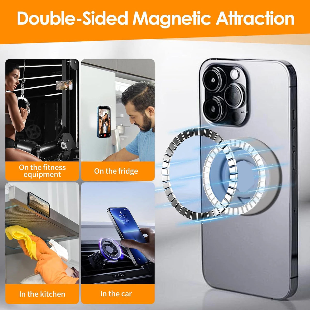 Universal Magnetic Silicone Finger Ring Grip Double-Side Strong Magnet Circular Grip Phone Holder for IPhone MagSafe Ring Shape