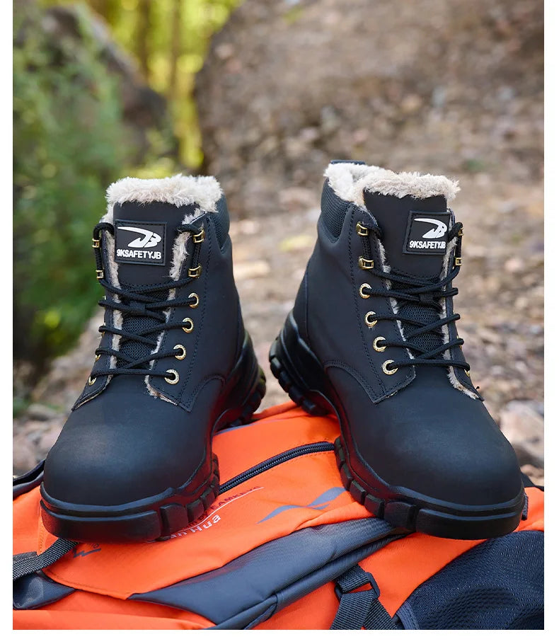 Latest 2024 Fashion Winter Warm Men Work Safety Boots Waterproof Indestructible Steel Toe Cap Shoes Sneakers Male Footwear