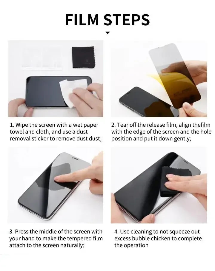 1-5pcs Full Cover Anti Spy Screen Protector for iPhone17 16 11 12 13 14 15 Pro MAX Tempered Glass Privacy 17 Air 16 Pro Max Plus