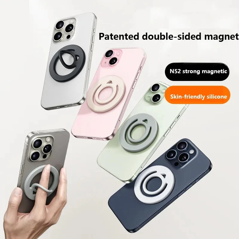 Universal Magnetic Silicone Finger Ring Grip Double-Side Strong Magnet Circular Grip Phone Holder for IPhone MagSafe Ring Shape