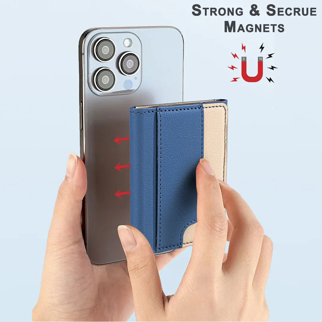 Suitable for IPhone 16 Three Fold Magnetic Wallet Card Holder, Magnetic Wallet Back Suction Universal Mobile Phone Card Bag