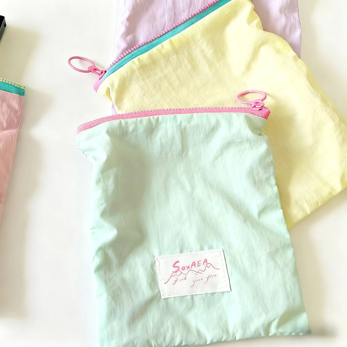 Minimalist Macaron Travel Zipper Wash Bag Set Multi-purpose Storage Bag For Makeup Cables Documents Small Change
