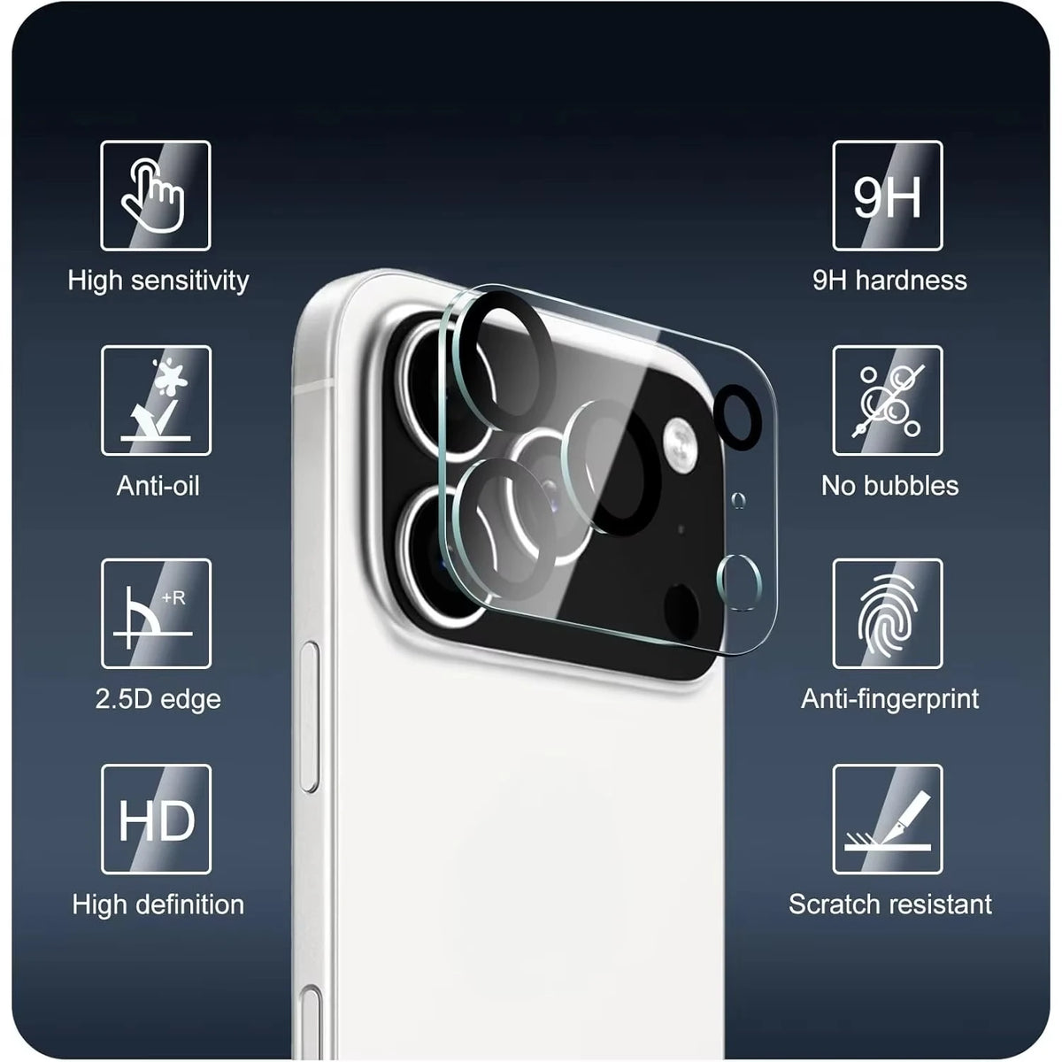 3PCS Integrated Clear HD Shockproof Tempered Glass Camera Lens Protectors for iPhone 18 Pro Max, 17 Air, 16 Pro Max, 15, 14, 13
