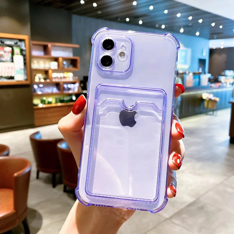 Transparent Case For iPhone 17 Pro Max Cases iPhone 18 Pro Max 16 15 13 14 12 11 6 7 8 Plus Cover Soft Wallet Pocket Card Holder