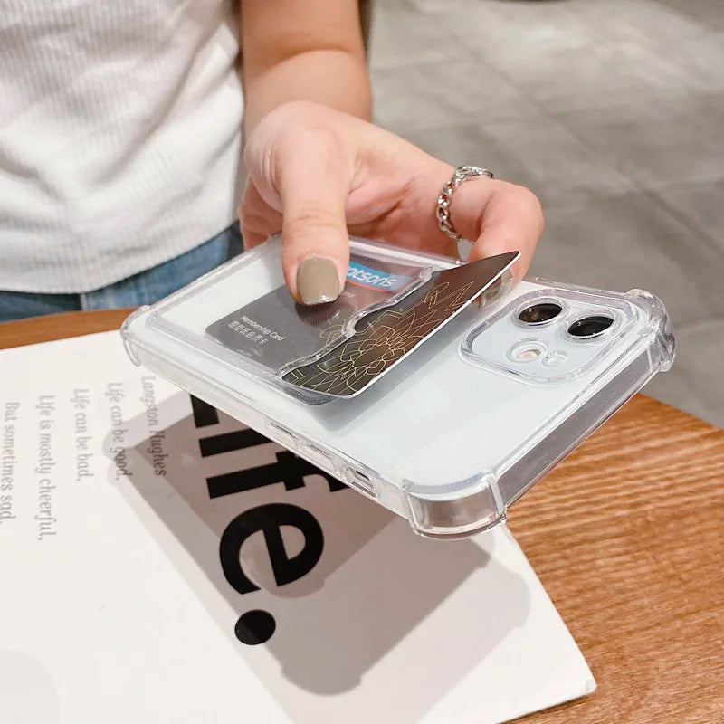 Transparent Case For iPhone 17 Pro Max Cases iPhone 18 Pro Max 16 15 13 14 12 11 6 7 8 Plus Cover Soft Wallet Pocket Card Holder