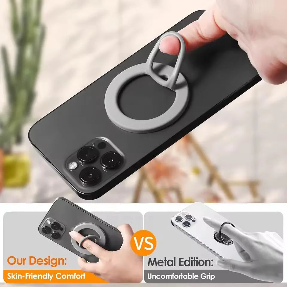 Universal Magnetic Silicone Finger Ring Grip Double-Side Strong Magnet Circular Grip Phone Holder for IPhone MagSafe Ring Shape