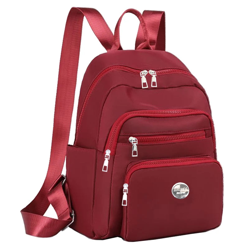 Black Brown Classic Grid Print Small Backpack Multi Zipper Pockets, Casual Fashion Daypack Holds Phone Cosmetic Essentials
