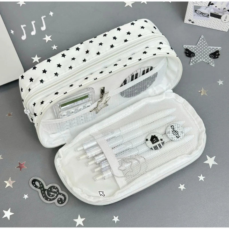 Polka Dot Piano Keyboard Backpack Back-to-school Girl Music Theme Embroidered Nylon Backpack Large Capacity Lightweight Backpack