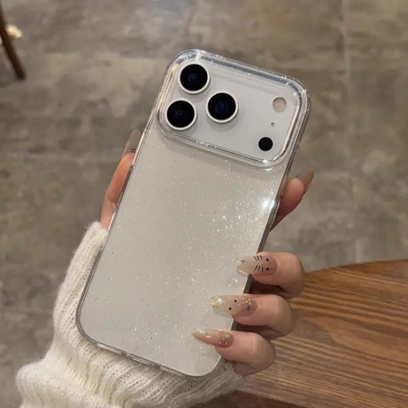 Luxury Glitter Bling Transparent Case For iPhone 18 17 Pro Max 17 Air 11 12 13 14 15 16 Pro Max X XR XS 7 8 Shockproof TPU Cover