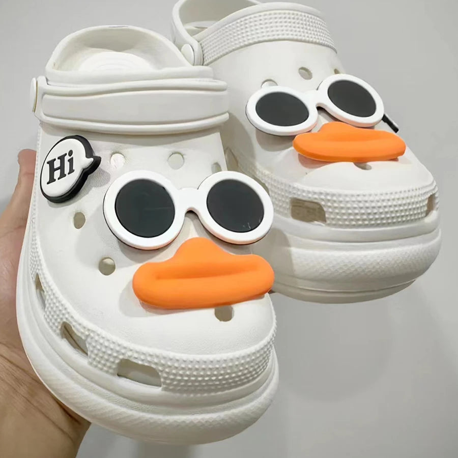 6Pcs Set Funny Face PVC Sausage Mouth Charms for Clogs Summer Sandals Buckle DIY Gift Shoes Accessories Cartoon Cute
