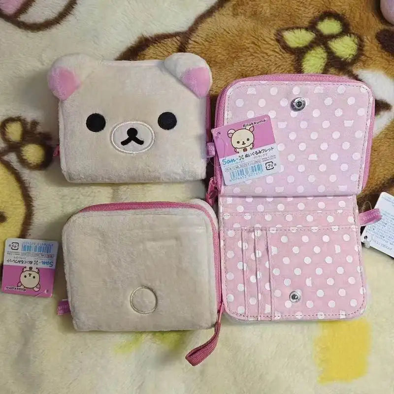 Japanese Kawaii Rilakkuma Coin Purse Card Package Short Wallet Plush Storage Package Birthday Gift