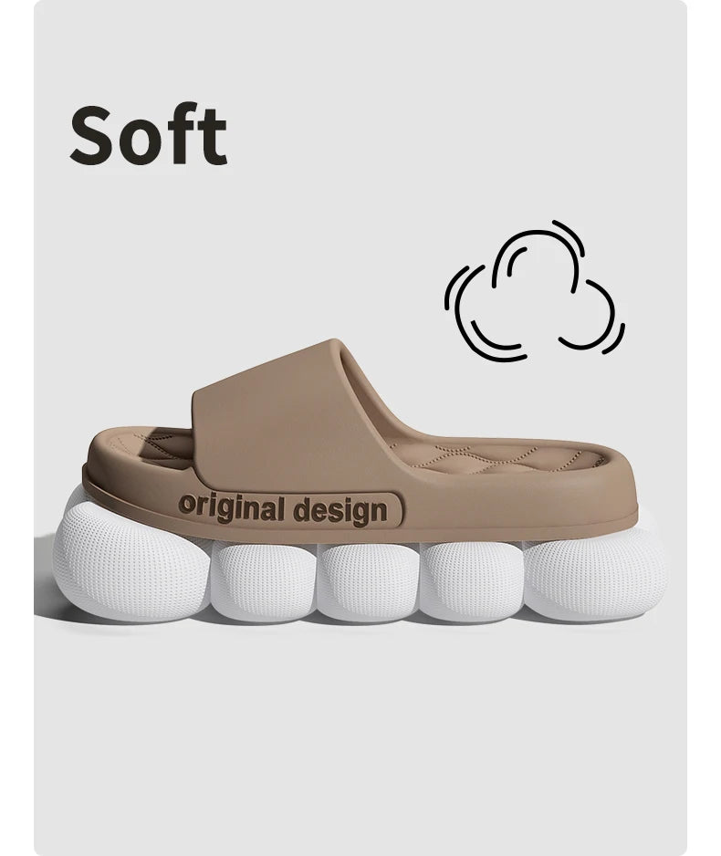 Men Trend New Summer Slippers Soft Non-slip Sole Cloud Sandals for Home Beach Indoor Outdoor