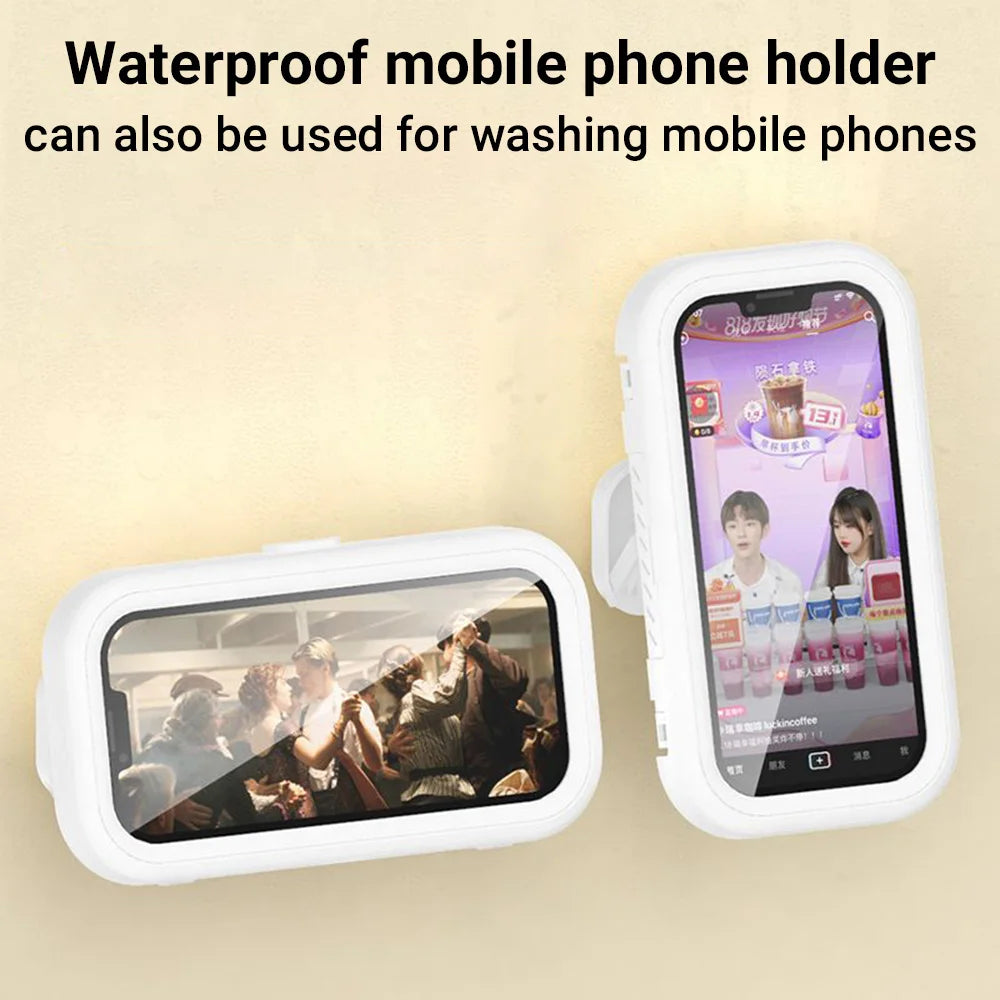 Waterproof Shower Phone Holder Rotation Angle Adjustable Telescoping Wall Mount Phone Holder for Bathroom Kitchen Bracket Stand