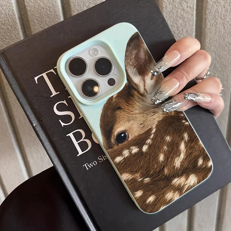 Close-Up Sika Deer Illustration Pattern TPU Case for iPhone 17 Pro Max 16 15 14 13 12 11 Plus Stylish TPU Soft Cover Funda Coque