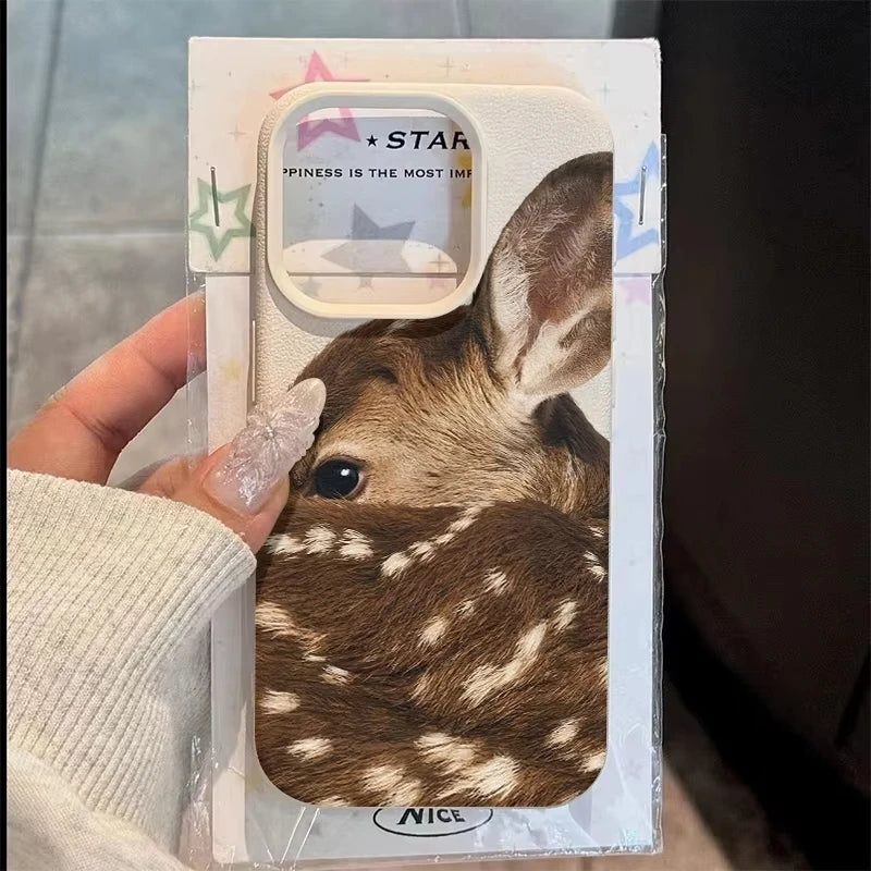 Close-Up Sika Deer Illustration Pattern TPU Case for iPhone 17 Pro Max 16 15 14 13 12 11 Plus Stylish TPU Soft Cover Funda Coque