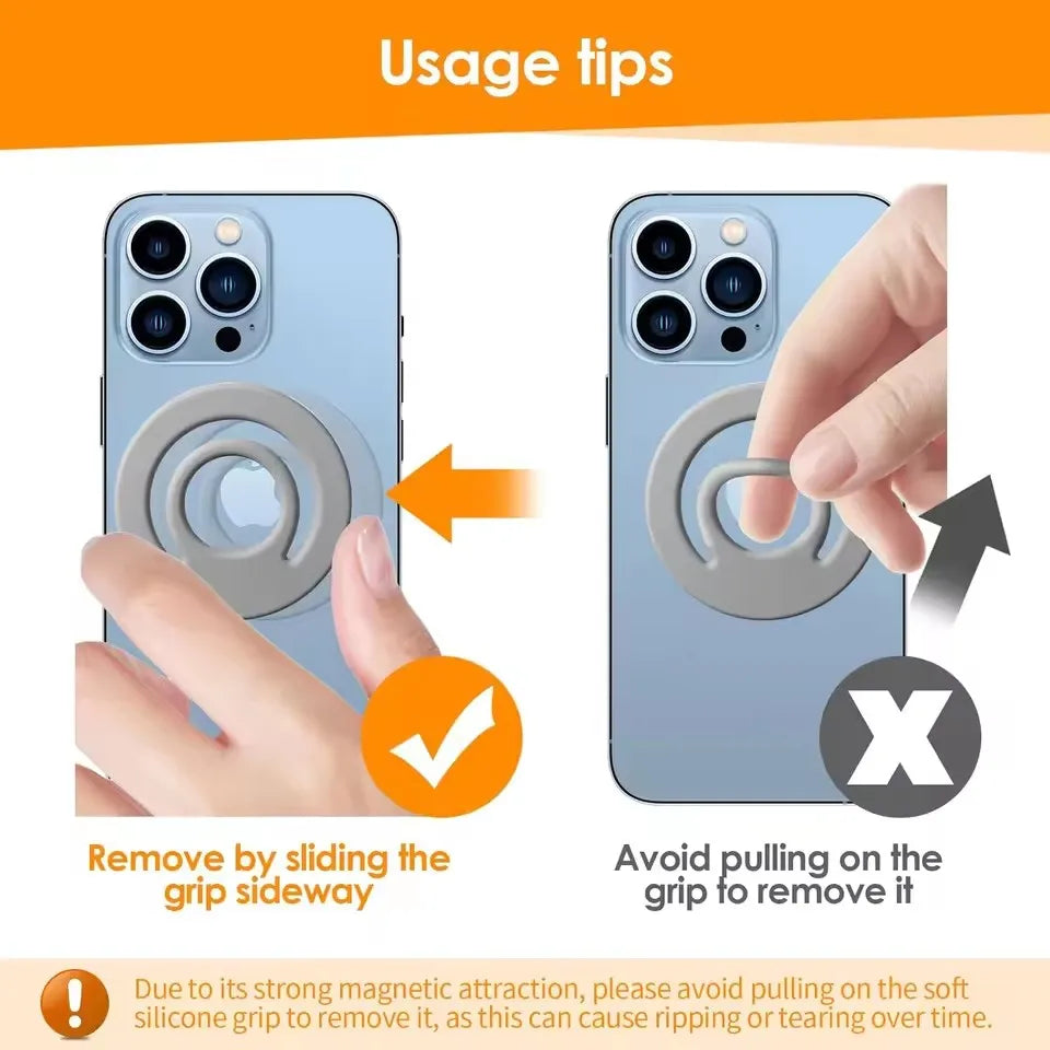Universal Magnetic Silicone Finger Ring Grip Double-Side Strong Magnet Circular Grip Phone Holder for IPhone MagSafe Ring Shape