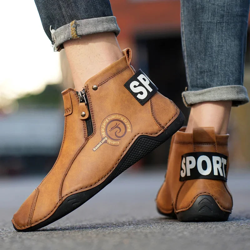 Autumn and Winter New Men's Short Boots British Classic Retro Flat Bottom Cotton Shoes Outdoor Business Sports Casual Shoes